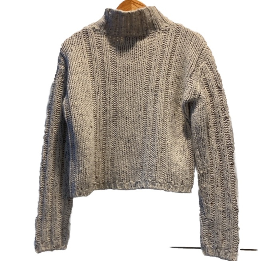 Reference Point Chunky Cable Knit Turtleneck Crop… - image 2
